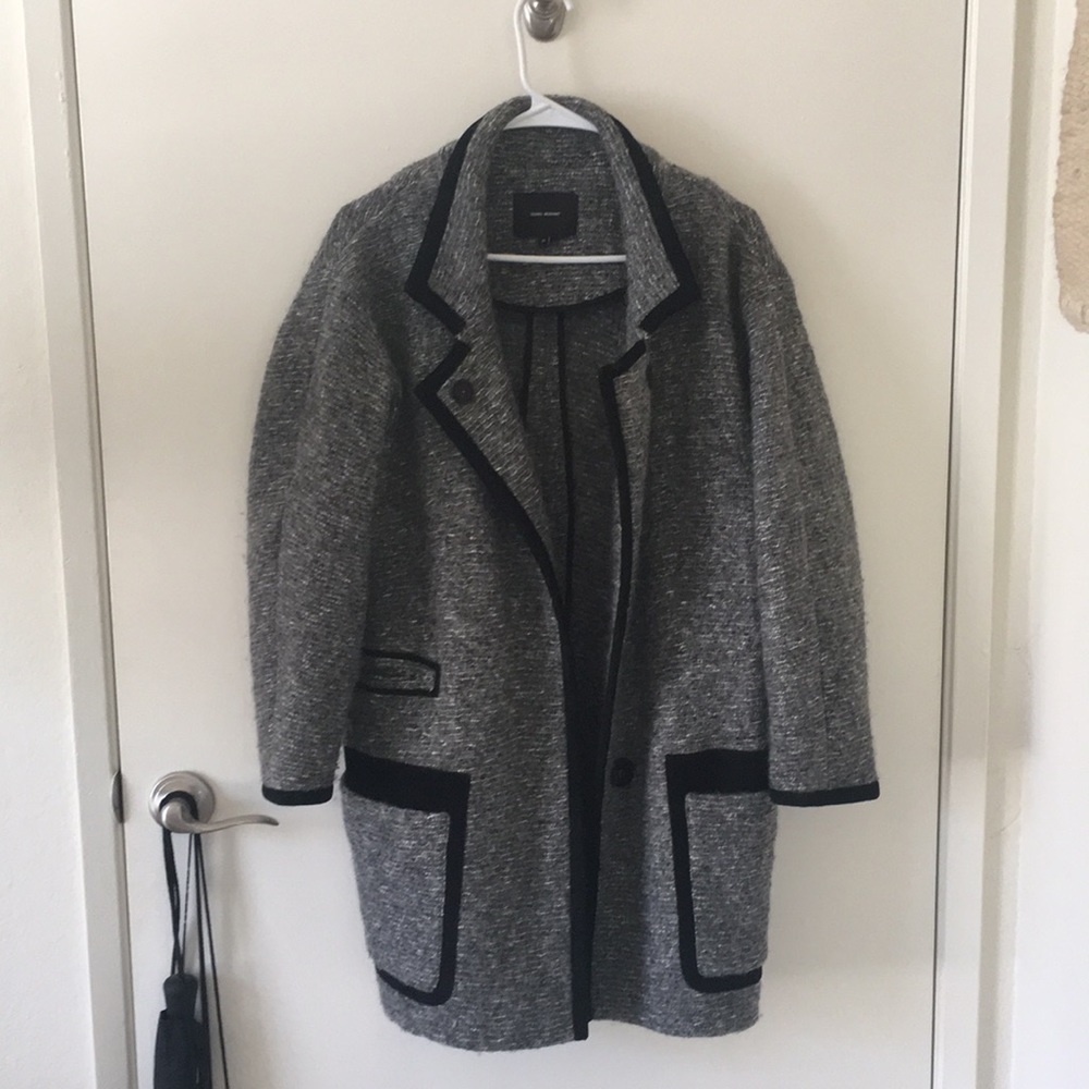 Isabel Marant Khan Tweed Coat seen on Miranda Kerr